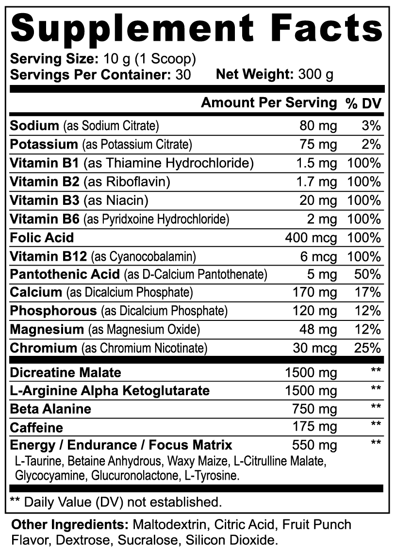 Clann13 Nitric Shock Pre-Workout Powder (Fruit Punch)