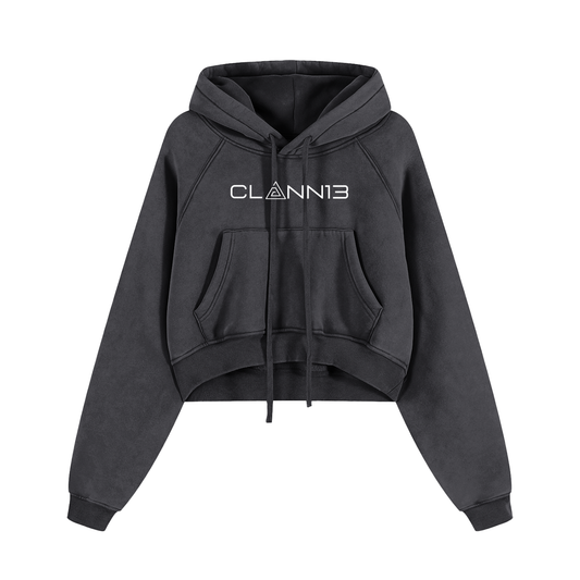 Clann13 Womens - Snow Washed Cropped Hoodie